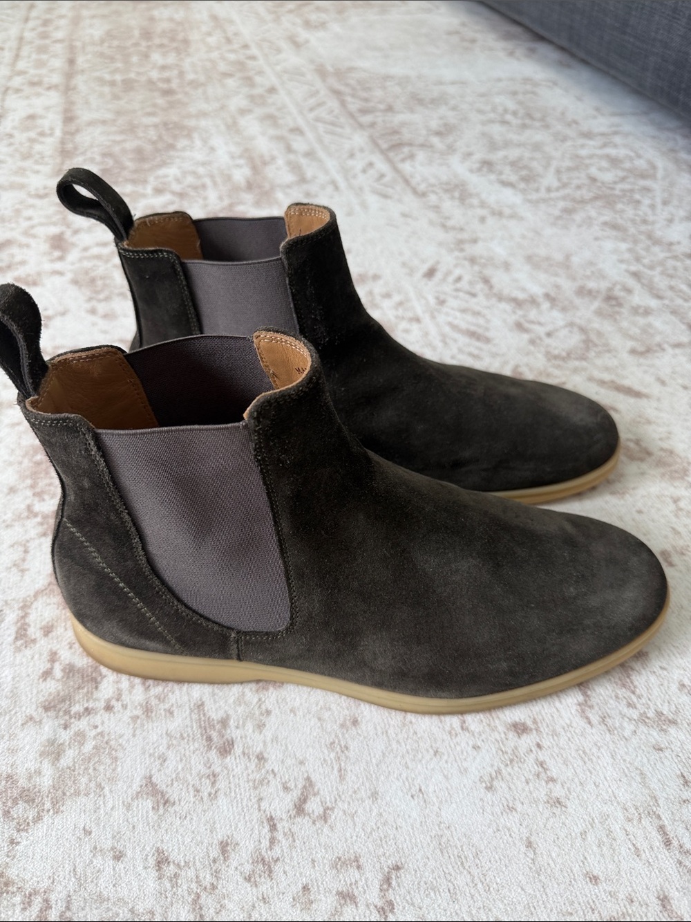 Loro Piana Men's Chukka Boots in Dark Brown Suede with Tan Sole
